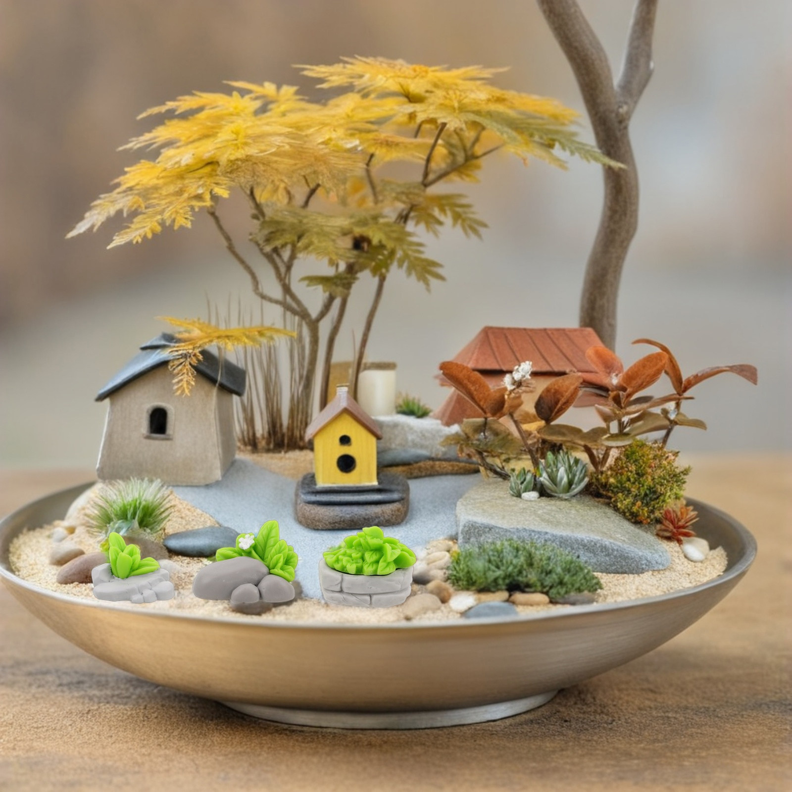Bonsai Garden Layout - 12 stuks simulatie steengras decoraties kunstmatige