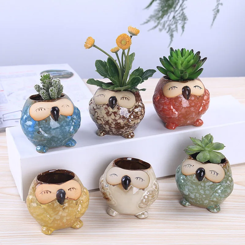 Bonsai Garden Wall - Mini keramische uil succulenten potje schattig
